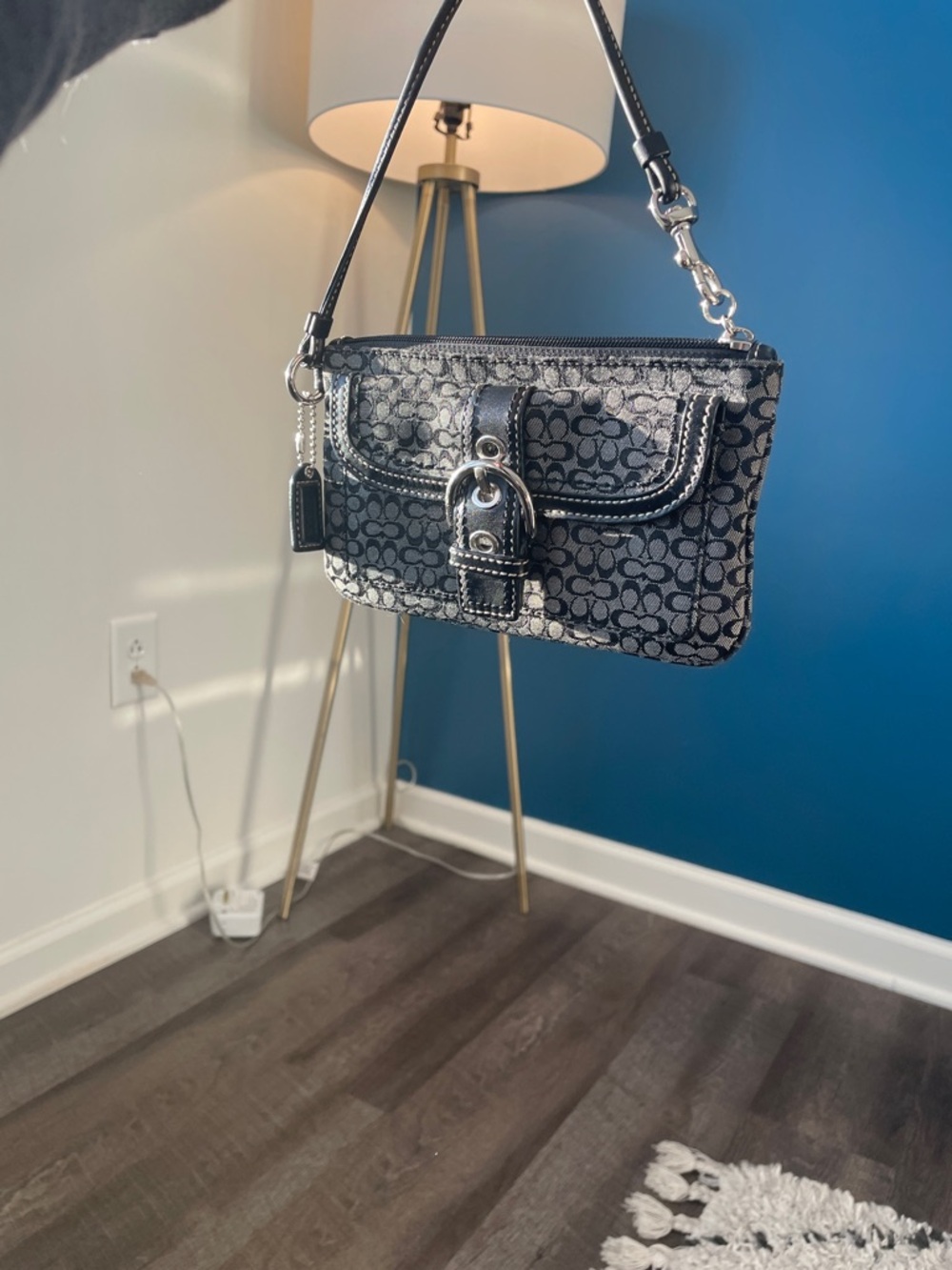 Coach Vintage Y2K Black Signature SoHo Jacquard Wristlet